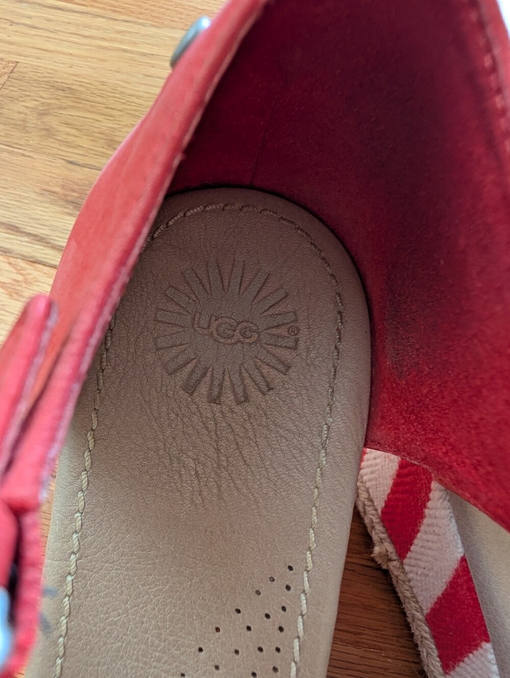 UGG Red Stripe Espadrille Wedge Sandals - Picture 5 of 8